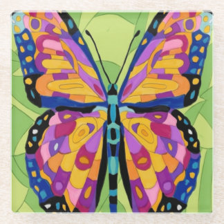 Dessous-de-verre En Verre Peinture papillon abstraite 