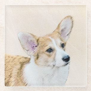 Dessous-de-verre En Verre Pembroke Welsh Corgi Peinture - Art Chien original
