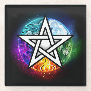 Dessous-de-verre En Verre pentagramme du Wiccan