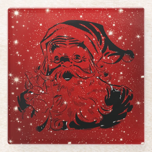 Dessous-de-verre En Verre Père Noël noir (Devant)