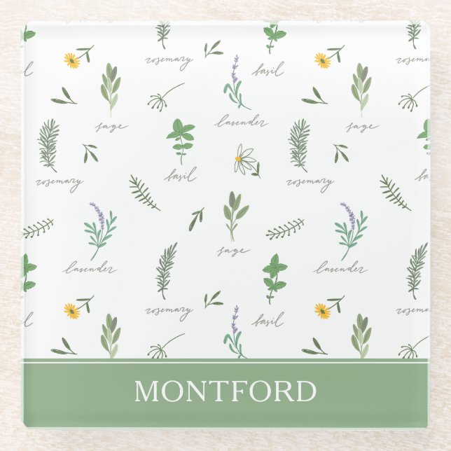 Dessous-de-verre En Verre Personalized Kitchen Garden Botanical (Devant)