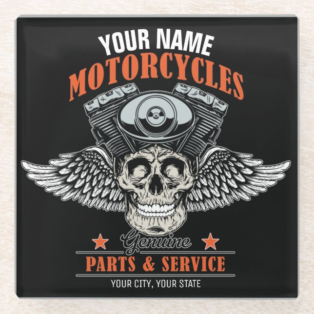 Dessous-de-verre En Verre Personnalized Biker Flying (Devant)