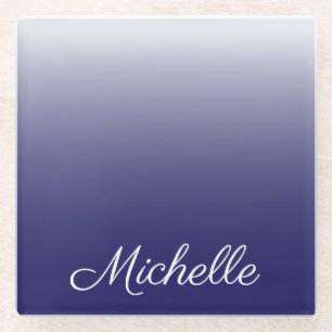 Dessous-de-verre En Verre Personnalized gradient ombre navy blue