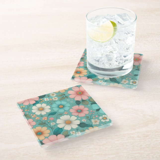Dessous-de-verre En Verre Pétales Pastel (Incliné)