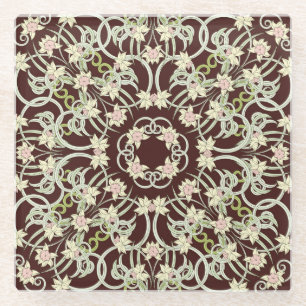 Dessous-de-verre En Verre Petit narcisse, carré Art nouveau.
