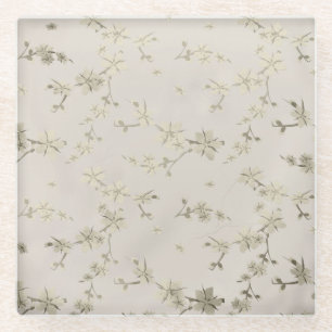Dessous-de-verre En Verre Petite fleur beige vintage sans charme abstraite e