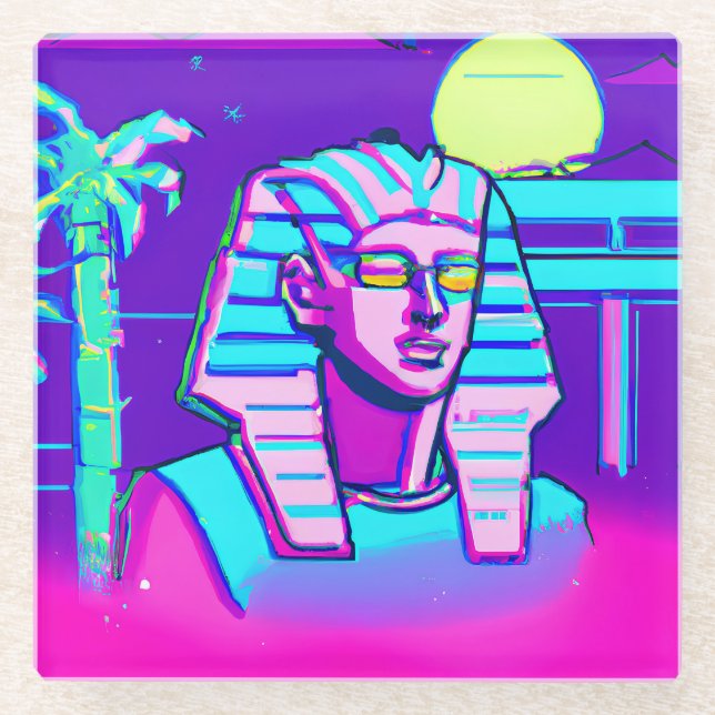 Dessous-de-verre En Verre Pharaon Synthwave (Devant)
