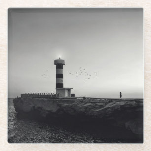 Dessous-de-verre En Verre Phare au coucher du soleil