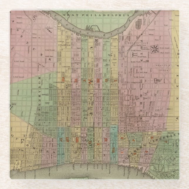 Dessous-de-verre En Verre Philadelphie 6 (Devant)