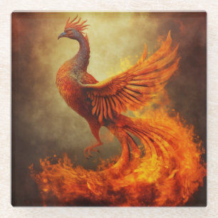 Dessous-de-verre En Verre Phoenix flammé dans la fosse