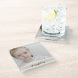 Dessous-de-verre En Verre Photo et Perosnalized Text pink