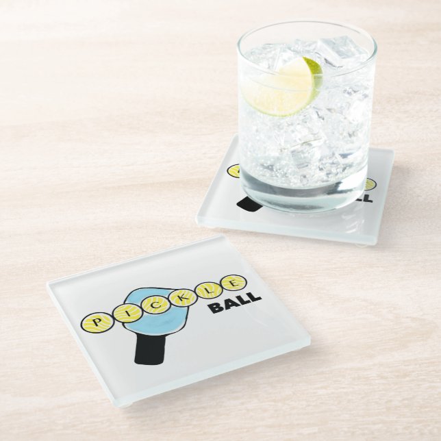 Dessous-de-verre En Verre Pickleball Dragon verres (Incliné)