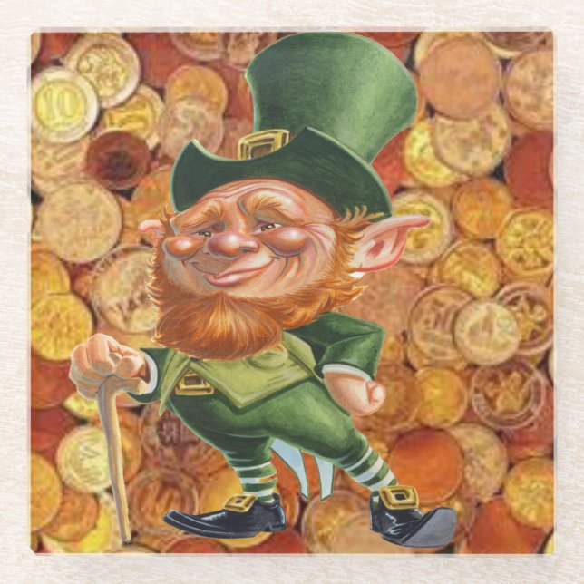 Dessous-de-verre En Verre pièces d'or leprechaun (Devant)