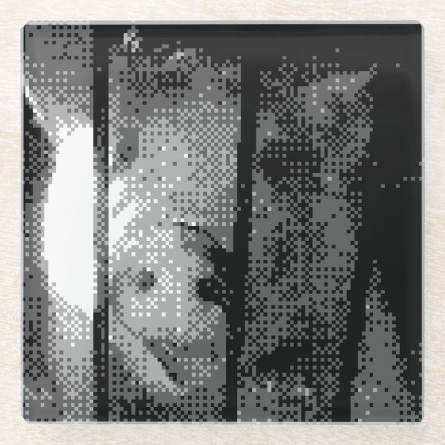 Dessous-de-verre En Verre piggy pixellisée (Devant)
