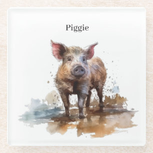 Dessous-de-verre En Verre Piglet en jeu, personnalisation