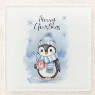 Dessous-de-verre En Verre Pingouin mignon 2