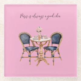 Dessous-de-verre En Verre Pink Blue Paris Table Baguettes