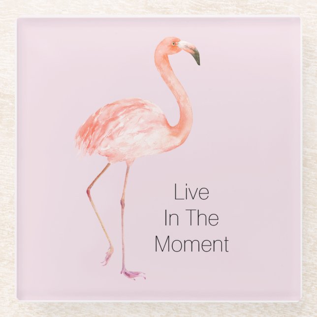 Dessous-de-verre En Verre Pink Flamingos Personalized  (Devant)