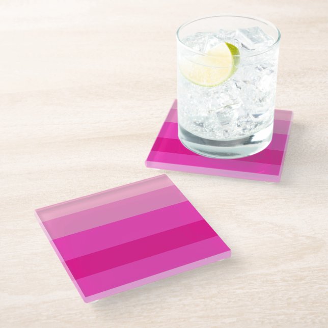 Dessous-de-verre En Verre Pink Stripes Pattern  (Incliné)