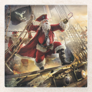 Dessous-de-verre En Verre Pirate Père Noël