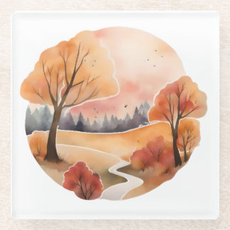 Dessous-de-verre En Verre Piste d'automne dorée