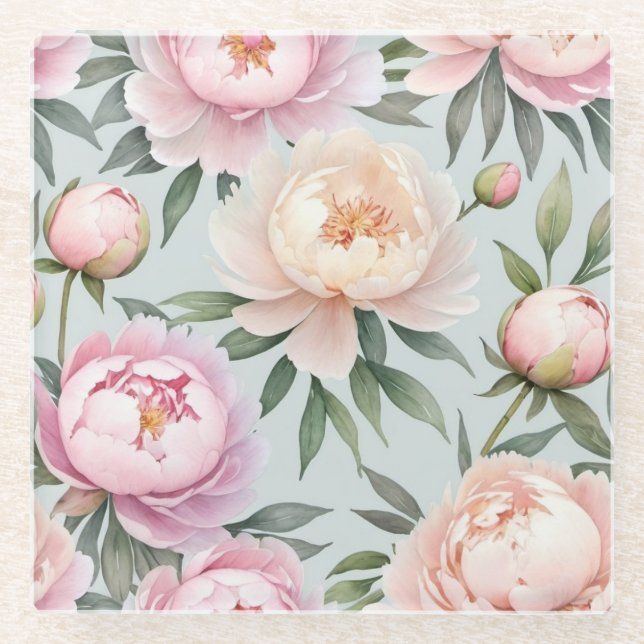 Dessous-de-verre En Verre Pivoine Chic (Devant)
