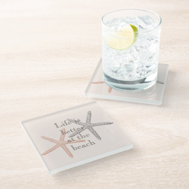 Dessous-de-verre En Verre Plage Blue Starfish (Incliné)