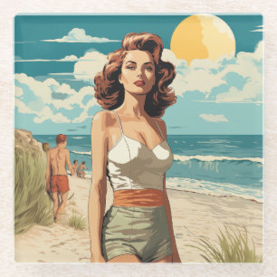 Dessous-de-verre En Verre Plage fille 1950