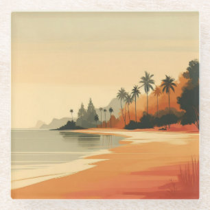 Dessous-de-verre En Verre Plage vintage/rétro/tropicale