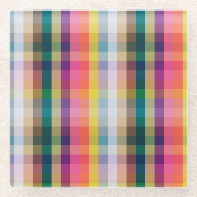 Dessous-de-verre En Verre Plaid écossais abstrait (Devant)