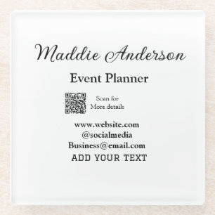 Dessous-de-verre En Verre Planificateur d'événements ajouter nom Q R code dé