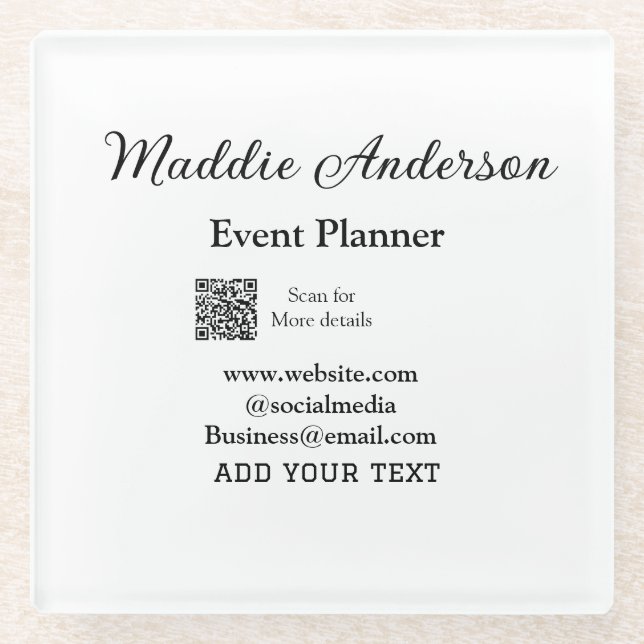 Dessous-de-verre En Verre Planificateur d'événements ajouter un nom Code QR  (Devant)