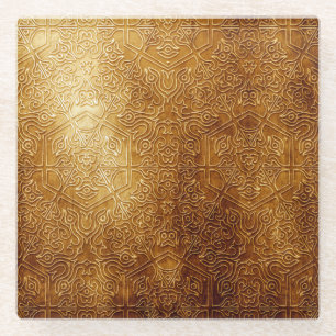Dessous-de-verre En Verre Plaque métallique ornée classique