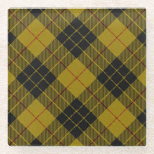 Dessous-de-verre En Verre Plaque noire jaune tartan MacLeod