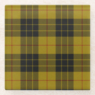 Dessous-de-verre En Verre Plaque noire jaune tartan MacLeod