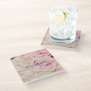 Dessous-de-verre En Verre Plutôt romantique rose crème rose