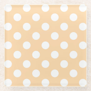 Dessous-de-verre En Verre Pois blancs sur beige