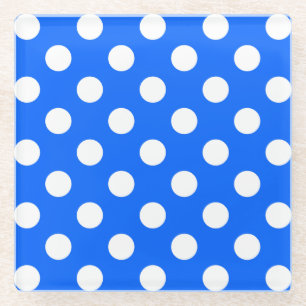 Dessous-de-verre En Verre Pois blancs sur bleu royal