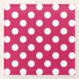 Dessous-de-verre En Verre Pois blancs sur cerise