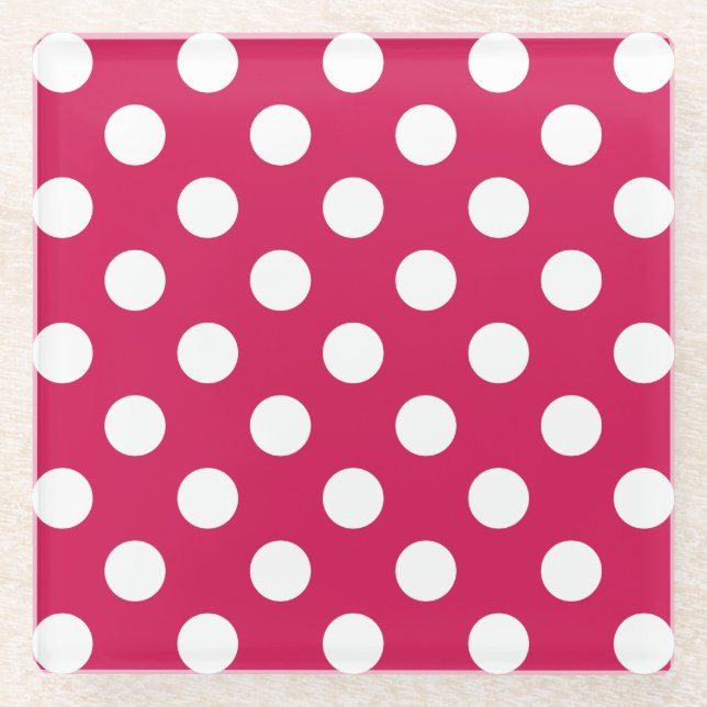 Dessous-de-verre En Verre Pois blancs sur cerise (Devant)