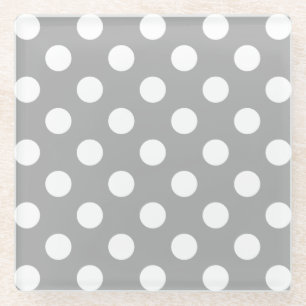 Dessous-de-verre En Verre Pois blancs sur gris