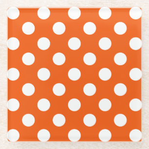 Dessous-de-verre En Verre Pois blancs sur orange