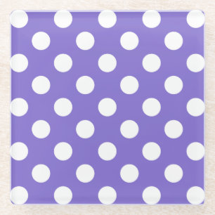 Dessous-de-verre En Verre Pois blancs sur perwinkle