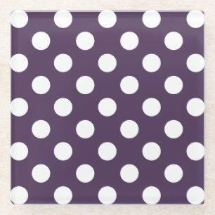 Dessous-de-verre En Verre Pois blancs sur prune violette