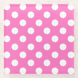 Dessous-de-verre En Verre Pois blancs sur rose