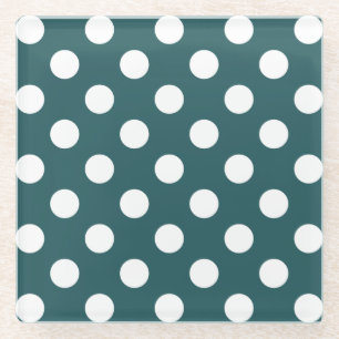 Dessous-de-verre En Verre Pois blancs sur turquoise