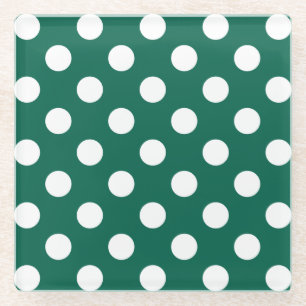 Dessous-de-verre En Verre Pois blancs sur vert sauge