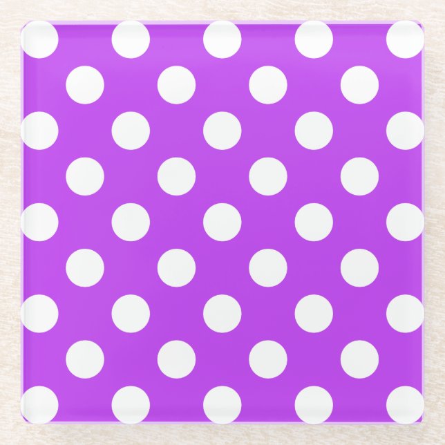 Dessous-de-verre En Verre Pois blancs sur violet clair (Devant)