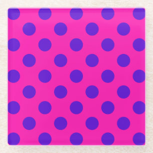 Dessous-de-verre En Verre Pois bleus sur fuchsia