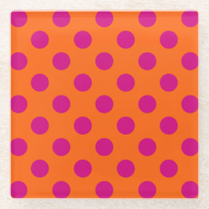 Dessous-de-verre En Verre Pois Fuchsia orange
